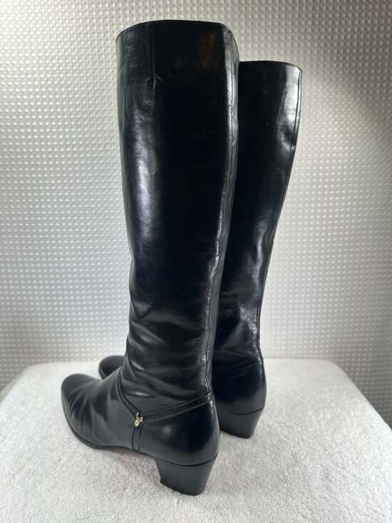 Salvatore Ferragamo Black Leather Knee High  Boots - Picture 5 of 10